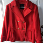 Talbots  Red Wool Pea Coat Size 12 p  Gold Buttons Double Breasted Vintage Jacket Photo 0