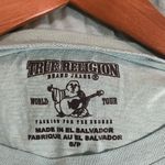 True Religion Women’s Tru Religion aqua short sleeve t-shirt w/ black crystal script Buddha S Photo 2