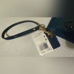 Coach Embossed Teal Patent Demi Clutch Snap Wristlet Wallet Hangtag NWT Photo 2