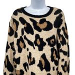 Entro Leopard Cheetah Knit Animal Print Balloon Sleeve Cozy Sweater Top Photo 5