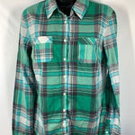 Aeropostale 5----  Cotton Green Plaid Button Up Long Sleeve Top Size Medium NWT Photo 0