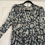 Ulla Johnson  Nadia Dress Indigo Silk Cotton Batik Metallic Midi Dress Size 2 Boh Photo 2