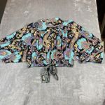 Haute Hippie  Top Medium Smocked Boho Bell Sleeve Tie‎ Cropped Festival Artsy NEW Photo 5