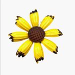 Vintage enamel sunflower brooch pin VTG‎ Yellow Photo 3