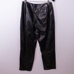 Paige Jazz Faux Vegan Leather Tapered Leg Mid Rise Ankle Crop Pants Black 8 Photo 3