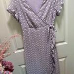 Miami Francesca’s M Lavender Purple Daisy Embroidered Wrap Dress V Neck Flutter Sleeve Photo 1