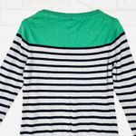 Nautica Striped Sweater Green Gray Black Long Sleeve Button Cuff Crew Neck Med Photo 6
