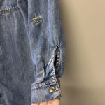 Side Stitch Dark Wash Long Sleeve Lyocell Botton Down Shirt Photo 9