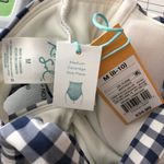 Kona Sol  One Piece Swimsuit Medium Cover Open Back Gingham Plaid Blue White M Photo 2