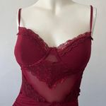 Papaya NWT Burgundy Wine red V neck strappy lace front sheer bandage dress M Photo 1