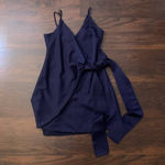 Selfie Leslie  navy blue v-neck sleeveless mini wrap dress size S Photo 4