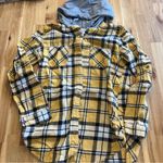 No Boundaries  Yellow Plaid Flannel Hoodie Shirt M (7–9) Photo 1