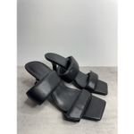 Open Edit  Sandals Size 7.5 Qarly Heeled Black Open Square Toe Slip On Heels Photo 2