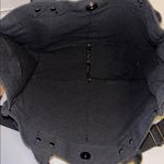 Black Canvas Tote Bag Brown Accents Detachable Strap 6 Pockets Outside on Bag Photo 6