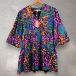 Briton Court‎ Hattie Dress Color Block Floral Balloon Puff Sleeves Sz M NWT Size M Photo 3