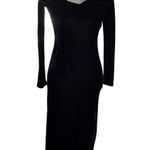 Elodie  Long Sleeve Bare Shoulder Velvet Bodycon Dress Twist Front Black XS Goth Photo 1
