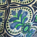 Haute Hippie Boxy Cropped Blue Green Watercolor Button Down Shirt Size Medium Photo 3