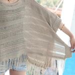 Woven Heart NEW  fringed hem cape sweater size Large Photo 2