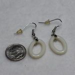 Source Unknown Unique Small White Plasic Hoop Drop Silver Tone Fish Hook Earrings Photo 0