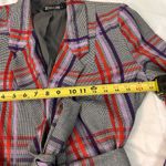 7th Avenue Blazer Jacket Gray Purple Red‎ Plaid Notch Lapel Belted Size 4 Red Photo 9