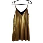 BURU Small Gold Metallic Shimmer Slip Holiday Dress Photo 8