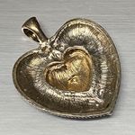 Heart Gold Silver Mixed Metal Pendant Jewelry Scroll Two Tone Love Valentines 2” Photo 1