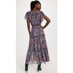 MISA Los Angeles Misa Suki Cerulean Flora Metallic Chiffon Floral Ruffle Midi Dress Photo 2
