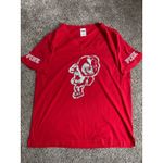 PINK - Victoria's Secret Victoria’s Secret PINK Red Sequin Brutus Buckeye V-Neck Tee – Size Large Photo 2