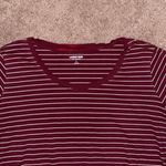 Lands' End Burgundy Striped Scoop Neck Short Sleeve T-Shirt Photo 4