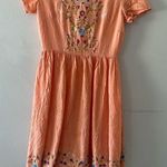 Clad & Cloth Dress Women’s XS Fit and Flare Embroidered Floral Peach Spring Photo 0
