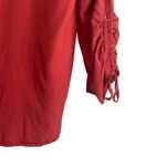 Blue Rain  Women Top L Orange‎ Tencel 3/4 Ruched Tie Front and Sleeve Boho Indie Photo 3