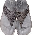 FitFlop Lulu Rhinestone embellished wobble Board t-strapped sandals size 7 black Photo 6