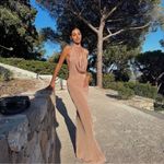 AYA MUSE Edo Knit Cowl Backless Maxi Dress In Tan Size XS Photo 1