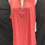 Sunny Leigh coral Relaxed Tank Top with Mandarin Collar Photo 0