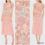 Mac Duggal 9134 Womens Embellished High Neck Butterfly Sleeve Midi Dress Photo 1