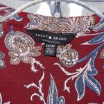 Lucky Brand XS Red Floral Paisley Henley Blouse Long Sleeve Pullover Boho Top Photo 3