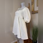 Free People  Violet Mini Dress White Textured Puff Sleeves Small Photo 5