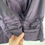 Tadashi Shoji  6 Blouse Twist Front Peplum Iridescent Purple Long Sleeve Cocktail Photo 6