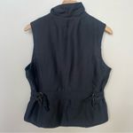 Tribal Black Faux Fur Lined Vest Size Medium Zip Up Buckle Accents Photo 3