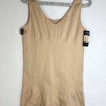 Jockey Life Midriff Slimmer Tank Top XL Nude Microfiber Stretch Shapewear New Tan Photo 0