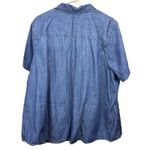 LL Bean Medium Wash Button Up Short Sleeve Denim Shirt Size 3X Pockets Blue Photo 3