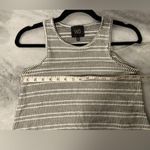 W5  Anthropologie Size XS Olive Green White Stripe Tassel Hem Sleeveless Tank Top Photo 7