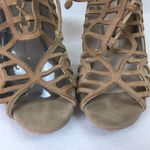 Dolce Vita Tan Faux Suede Cage Triangle Heel Sandals 7.5 Brown Photo 2