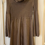 Calvin Klein Y2K Brown Ribbed Cowl Neck Sweater Dress Women S Twee Knit Flattering Feminine Photo 0