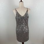 Dress the Population Tatum metallic sequin body con mini party dress women’s L Photo 7