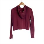 Forever 21  Maroon Mesh Cut Out Cropped Pullover Hoodie Shirt S Photo 3