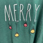 Rae Dunn  Merry Holiday Christmas Sweater Green Size Medium Photo 2