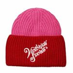 PINK - Victoria's Secret Victoria’s Secret Knit Logo Colorblock Beanie Hat Photo 0