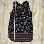 Beach Lunch Lounge Black Floral Sleeveless Mini V Neck Dress Swim Cover Size L Photo 1