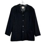 Talbots Women's Black Vegan Suede Leather Button Down Longline Jacket Coat Large Photo 0